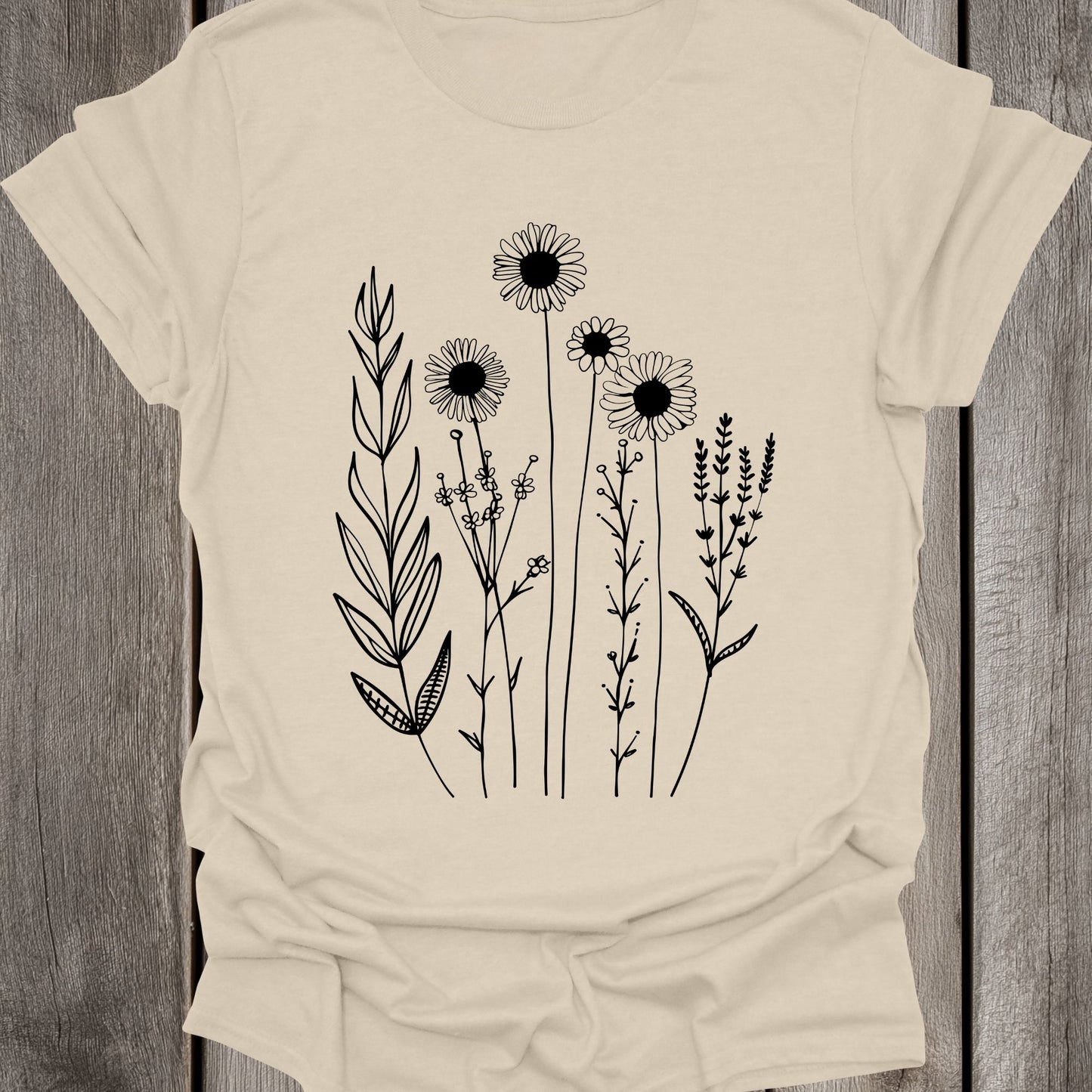 Mono Black Flowers Unisex T-Shirt
