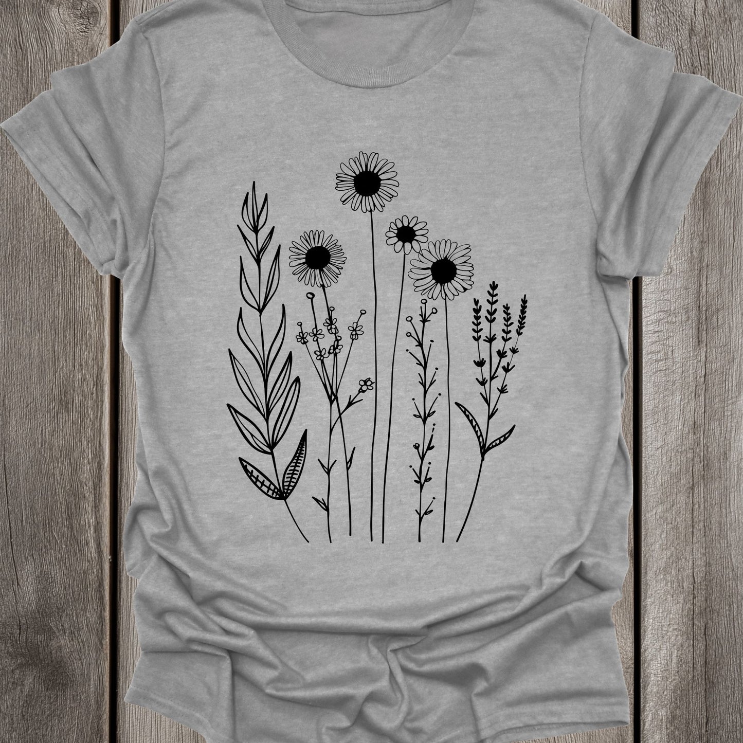 Mono Black Flowers Unisex T-Shirt