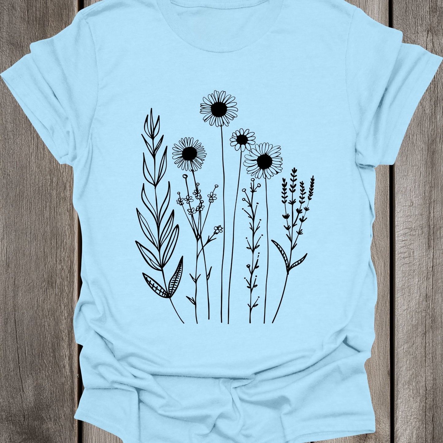 Mono Black Flowers Unisex T-Shirt