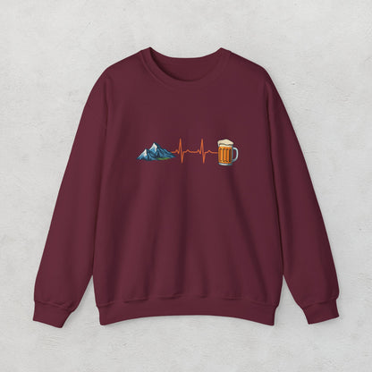Beer & Mountain Heartbeat Unisex Sweatshirt