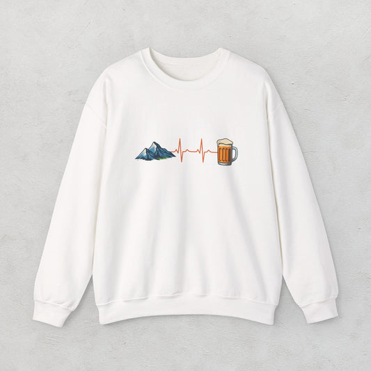 Beer & Mountain Heartbeat Unisex Sweatshirt